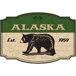 Alaska Green Sign with Bear Sticker