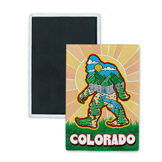 Colorado   Big Foot Walking Mountain Scene in Body Rectangle Badge Magnet