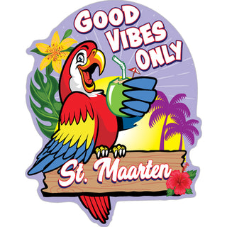 St. Maarten   Good Vibes Only Parrot Sticker