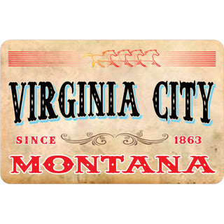 VIRGINIA CITY MT VINTAGE SIGN RED HORSES STRIPES Sticker