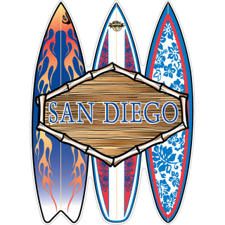 San Diego   3 Surfboards Wood Sign Sticker
