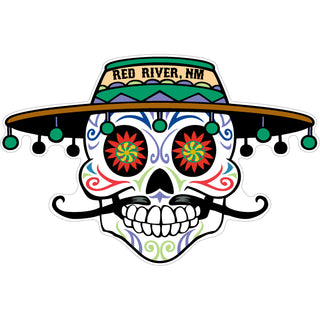 Red River  NM   Tassel Hat Sugar Skull Sticker