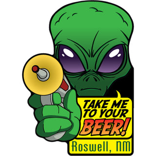 Roswell  NM   Beer Alien Sticker