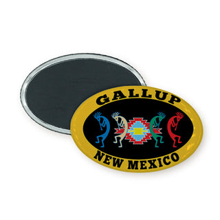 Gallup  New Mexico   4 Kokopellis Gold Oval Oval Badge Magnet