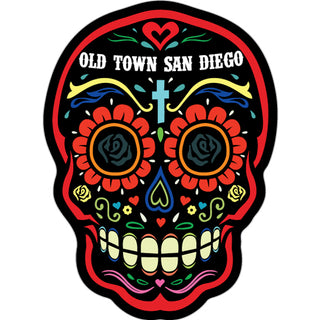 Old Town San Diego CA Black & Red Sugar Skull Sticker