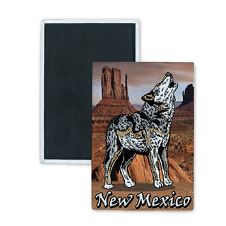 New Mexico Wolf in Desert Rectangle Badge Magnet