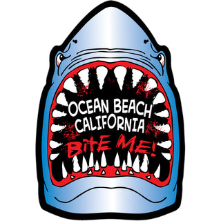 Ocean Beach CA Bite Me Shark Sticker