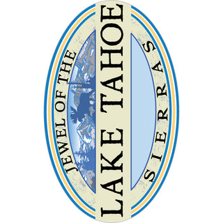 OK4 Lake Tahoe Tan Blue Oval Jewel of the Sierras Sticker