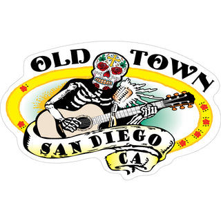 Old Town San Diego   Skeleton Playing Guitar Sticker