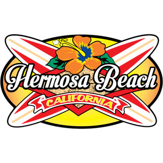 Hermosa Beach  CA   Orange Crossing Surfboards Sticker