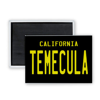 Temecula  California   Black License Plate Rectangle Badge Magnet
