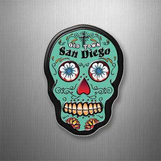 Old Town San Diego   Green Sugar Skull 3D Magnet