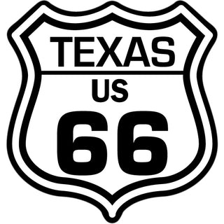 Texas   Route 66 Black & White Shield Sticker