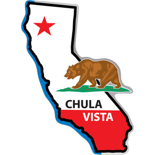 Chula Vista  CA Flag w California Shape Sticker