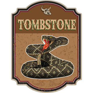 Tombstone Rattlesnake on Brown Sign Sticker