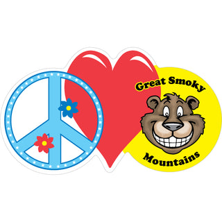 OK4 Great Smoky Mountains Peace Love Bear Sticker