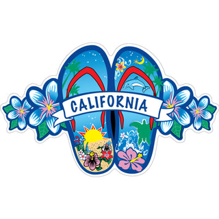 California   Blue Flip Flops Flowers Sticker