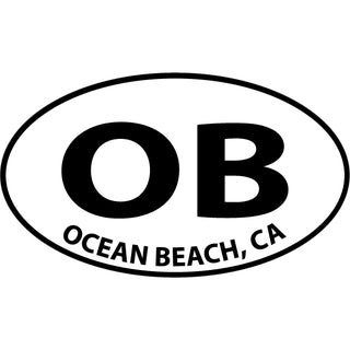 Ocean Beach  CA   Black & White Euro Oval Sticker