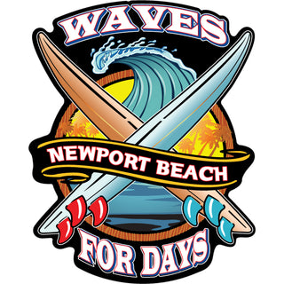 OK4 Newport Beach  CA Waves for Days Sticker