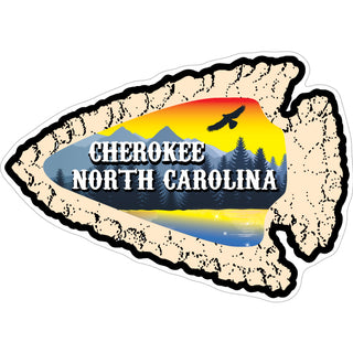 Cherokee  North Carolina   Arrow Head with Mountain Scene Sticker
