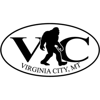 Virginia City MT Bigfoot Euro Oval mini Sticker