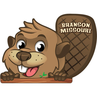 Branson  MO Beaver Looking Over   Postcard Sized Sticker Sticker