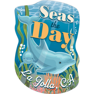 La Jolla CA Seas The Day Dolphins Sticker