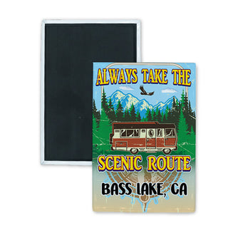 Bass Lake  CA   Scenic Route Home Rectangle Badge Magnet