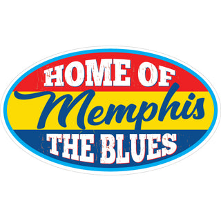 MEMPHIS BLUES City Red Yellow Blue Oval Sticker