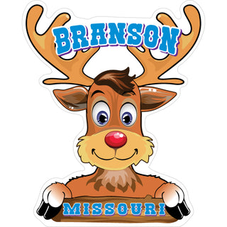 Branson  MO Deer Looking Over   Postcard Sized Sticker Sticker