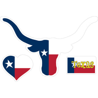 Texas   Heart  Longhorn & Flag Sticker