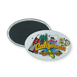 California The Golden State Oval Oval Badge Magnet