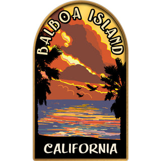 Balboa Island  CA Retro Sunset Sticker