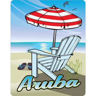 Aruba   Umbrella Beach Chair Scene Sticker