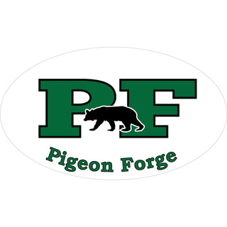 Pigeon Forge   PF Green & Black Bear Euro Oval Sticker
