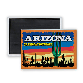 Arizona   Cactus Sunset Rectangle Badge Magnet