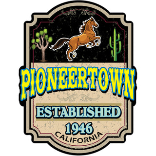 Pioneertown CA Horse Plaque Sticker