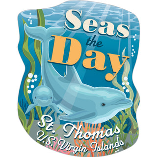 ST THOMAS SEAS THE DAY DOLPHINS Sticker