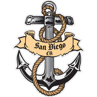 San Diego  California   Anchor with Rope and Banner Sticker