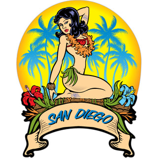 San Diego   Kneeling Aloha Girl Sticker