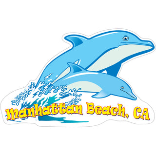 Manhattan Beach  CA   Two Dolphins Sticker