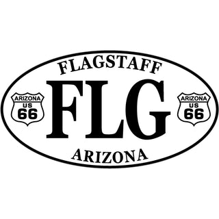 Flagstaff  AZ FLG Euro Oval w Route 66 Shields Sticker