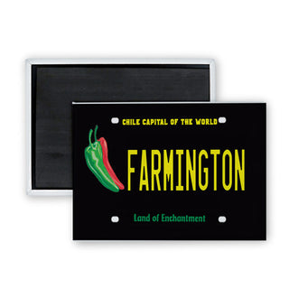 Farmington  New Mexico   Black Chile License Plate Rectangle Badge Magnet