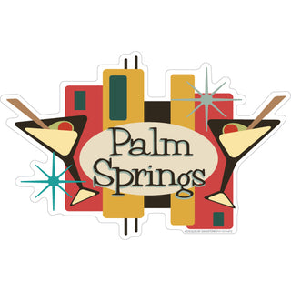 Palm Springs   Retro Martini Glasses Sticker