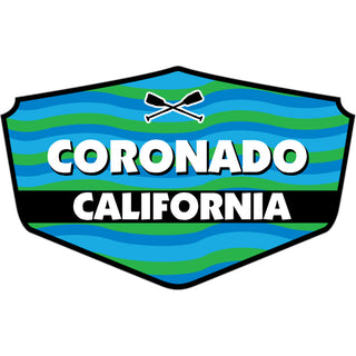 Coronado  CA   Blue & Green Wavy Shield Sticker