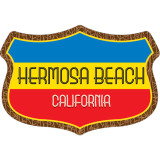 OK4 Hermosa Beach  CA Red  Blue  Yellow Shield Sticker