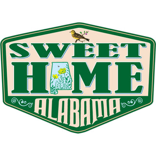 Sweet Home Alabama with State Outline and Flower  State Bird Sticker