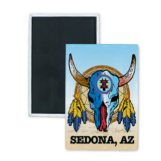 Sedona AZ Skull Dream Catcher Rectangle Badge Magnet
