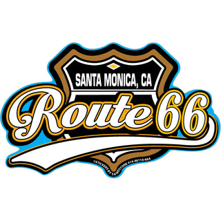 Santa Monica  CA   Route 66 Blue & Brown Shield Sticker