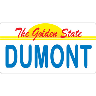 OK4 Dumont The Golden State California License Plate (00604) Sticker